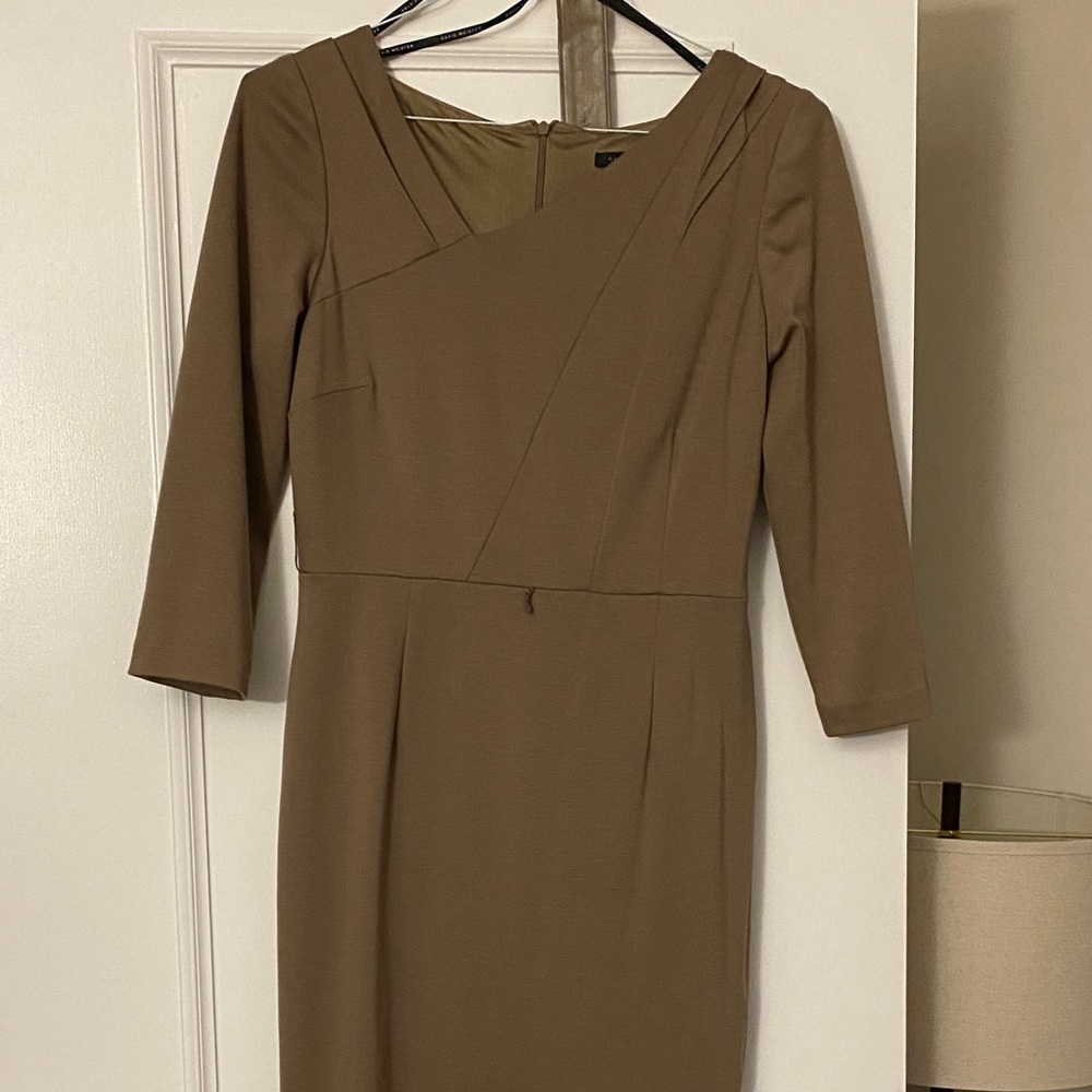 David Meister Tan Long Sleeve Dress